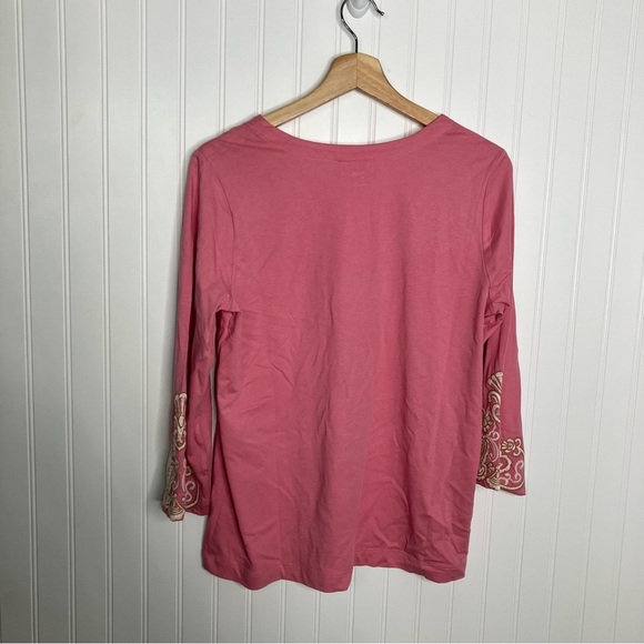 J.Jill Top Small Pink Multicolor Embroidery V-neck Summer Casual - Picture 6 of 6